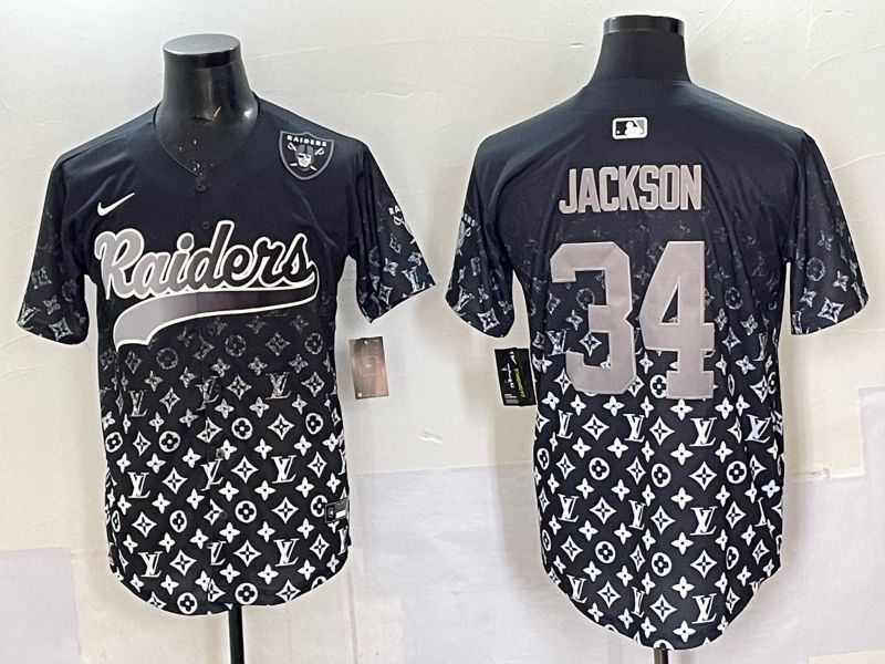 Men 2025 Oakland Raiders 34 Jackson black Nike Limited NFL Jersey style 037